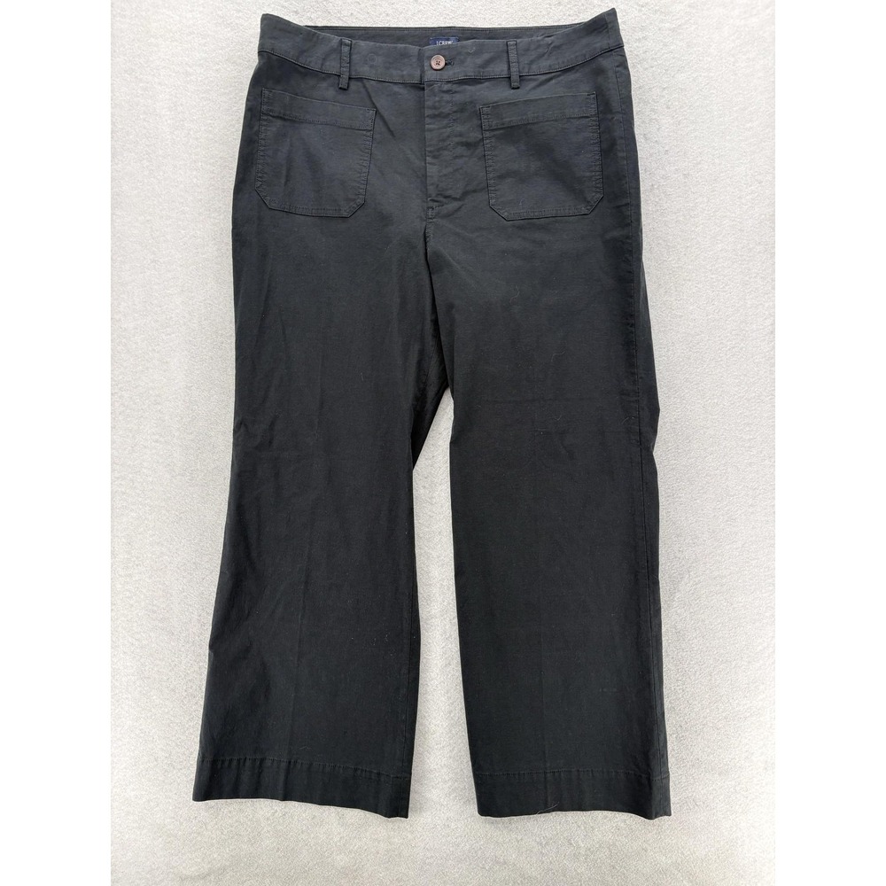 J.CREW Lizzie Wide Leg Pant Womens Pants 33P Black Linen Blend Stretch Casual